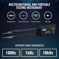 ILMU-508 Portable LCR Meter Tweezer: Resistance/Capacitance/Inductance Tester w/ Diode Test, 100Hz/1kHz/10kHz, Color Display - Compact LCR Bridge - Instrulife
