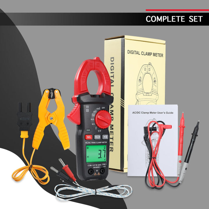 ILMU-523 Digital Clamp Meter AC/DC Multimeter with Voltage Tester, Capacitance, Resistance, Frequency, Duty cycle, Diode Test, Line Connection Test, and Temperature, Non-Contact Current Clamp for Electricians, HVAC, Home Repairs & DIY - Instrulife