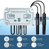 ILWQ-493 PH / EC /Temp Meter Smart Acidity & Conductivity Range Controller Monitoring and Dosing in Water pH Meter Conductivity Temp Tester App Remote Online Monitor for Swimming Pool Aquaculture Fishpond - Instrulife