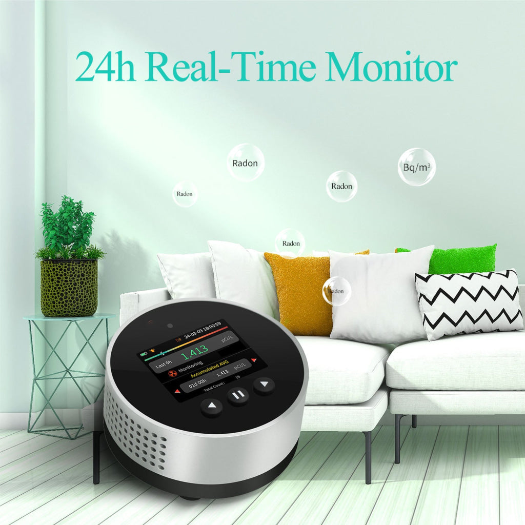Radon Gas Detector Semiconductor Sensor Visual & Audible Alarms Rechargeable with 504-Days Historical Data Record for Home & Workplace Safety - Instrulife