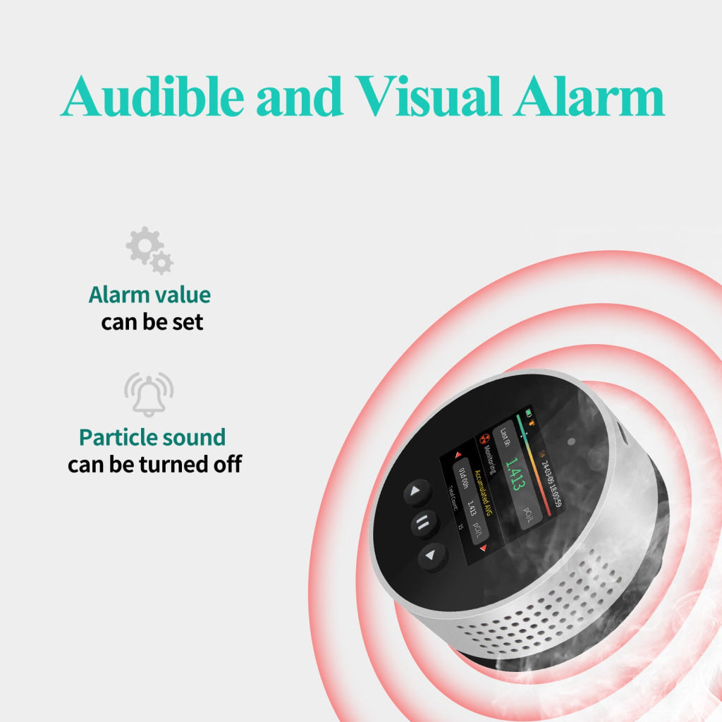 Radon Gas Detector Semiconductor Sensor Visual & Audible Alarms Rechargeable with 504-Days Historical Data Record for Home & Workplace Safety - Instrulife