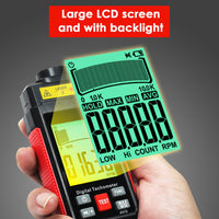 ILTA-524 High-Precision Digital Tachometer Non-Contact RPM Laser Tester MAX/MIN/AVG Photoelectric Sensing 10-99999 RPM Range with Reflection Tape Max/Min/AVG Function - Instrulife