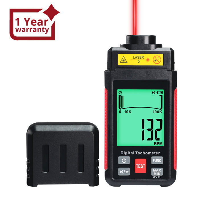 ILTA-524 High-Precision Digital Tachometer Non-Contact RPM Laser Tester MAX/MIN/AVG Photoelectric Sensing 10-99999 RPM Range with Reflection Tape Max/Min/AVG Function - Instrulife