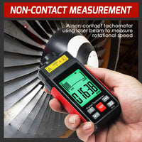 ILTA-524 High-Precision Digital Tachometer Non-Contact RPM Laser Tester MAX/MIN/AVG Photoelectric Sensing 10-99999 RPM Range with Reflection Tape Max/Min/AVG Function - Instrulife