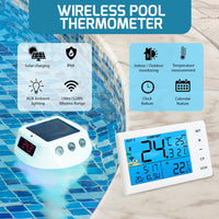 ILTH-517 Wireless Solar Pool Thermometer with RGB Lights, IP68 Floating Temperature Gauge for Pools, Hot Tubs, Spa - Instrulife