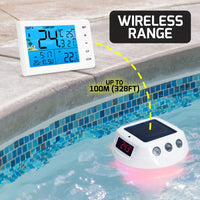 ILTH-517 Wireless Solar Pool Thermometer with RGB Lights, IP68 Floating Temperature Gauge for Pools, Hot Tubs, Spa - Instrulife