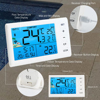 ILTH-517 Wireless Solar Pool Thermometer with RGB Lights, IP68 Floating Temperature Gauge for Pools, Hot Tubs, Spa - Instrulife