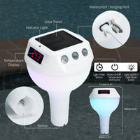 ILTH-517 Wireless Solar Pool Thermometer with RGB Lights, IP68 Floating Temperature Gauge for Pools, Hot Tubs, Spa - Instrulife
