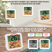 ILTH-518 Wireless Solar-Powered Pool Thermometer Floating Thermometer with RGB Lighting IP68 Waterproof Swimming Pool Indoor Temperature and Humidity Measure for Swimming Pools, Spa, Hot Tubs - Instrulife