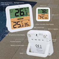 ILTH-518 Wireless Solar-Powered Pool Thermometer Floating Thermometer with RGB Lighting IP68 Waterproof Swimming Pool Indoor Temperature and Humidity Measure for Swimming Pools, Spa, Hot Tubs - Instrulife